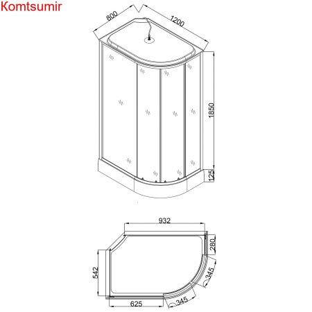 Душевая кабина Loranto 120x80x215 левая, поддон 13 см, 4 мм прозрачное стекло с рисунком "мозайка" (CS-1200-13ТМ/М L)