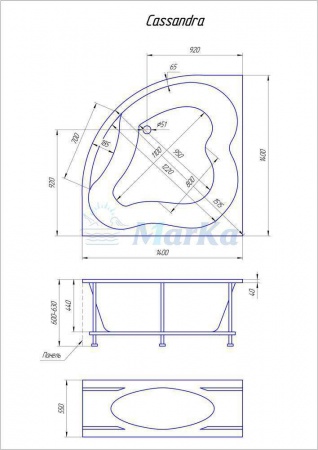 Акриловая ванна 1Marka CASSANDRA 140x140 Акриловая ванна 1Marka CASSANDRA 140x140
