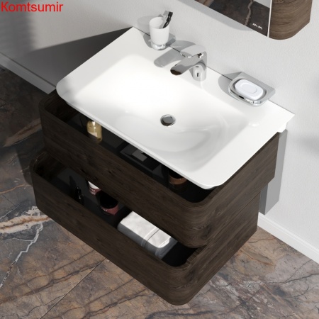 M30FHX0802TF Sensation, База под раковину, подвесная, 80 см, ящики, табачный дуб, текстурированная,