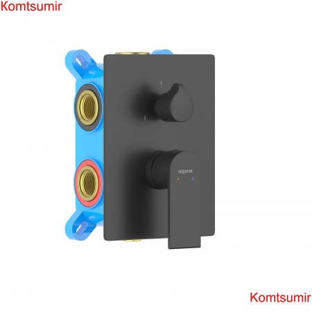 Смеситель для ванны 3 режима (внешняя и скрытая часть) AQUATEK, матовый черный AQ1447MB ЛИРА