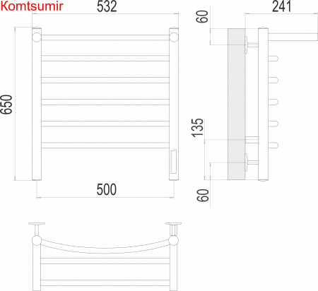 Классик с/п П6 500х650 Электро (quick touch)  Полотенцесушитель TERMINUS Классик с/п П6 500х650 Электро (quick touch)  Полотенцесушитель TERMINUS