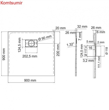 WasserKRAFT Leine 35T03 Душевой поддон