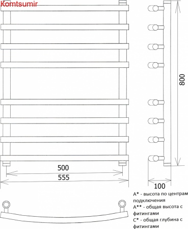 Полотенцесушитель водяной Двин R braid 80/50 1"-3/4"-1/2"