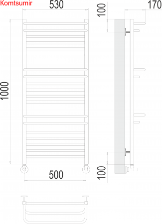 Орион П18 500х1000 Полотенцесушитель  TERMINUS