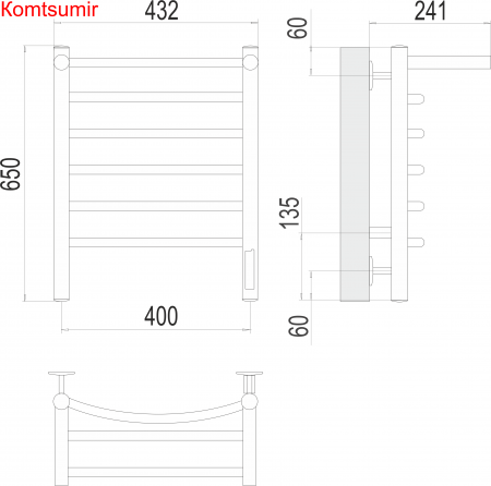 Классик с/п П6 400х650 Электро (quick touch) Полотенцесушитель  TERMINUS Классик с/п П6 400х650 Электро (quick touch) Полотенцесушитель  TERMINUS