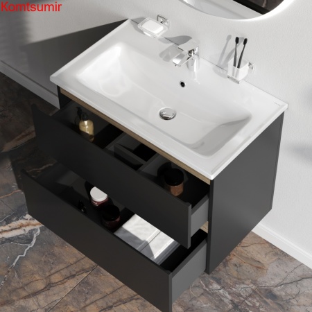 M85AFHX0802BM X-Joy, База под раковину, подвесная, 80 см, 2 ящика, черный матовый