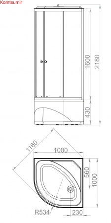 Душевая кабина DOMANI-Spa Delight Slim 110 high Чёрное стекло (100*100)