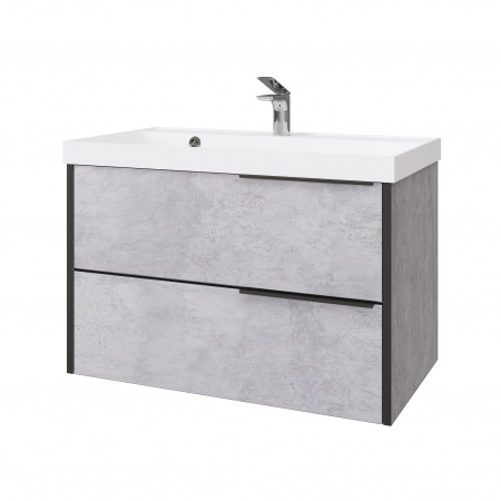 Тумба Fostero 80 подвесная Цемент Светлый с раковиной