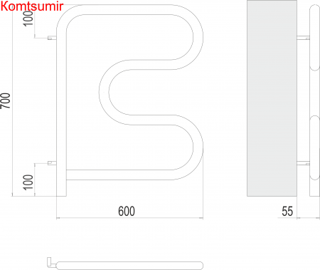 Электро 25 F-обр 600х600 поворотный Полотенцесушитель TERMINUS