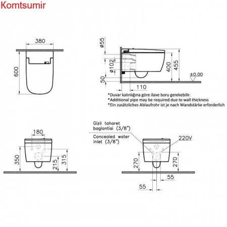 Унитаз подвесной VitrA V-Care 5674B003-6103 Basic Унитаз подвесной VitrA V-Care 5674B003-6103 Basic