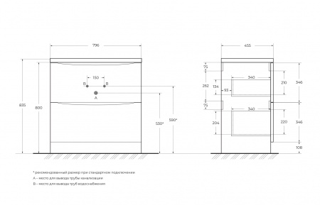 База под раковину напольная BelBagno ACQUA-800-2C-PIA-BL База под раковину напольная BelBagno ACQUA-800-2C-PIA-BL