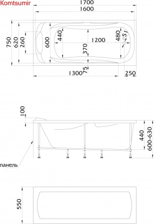 Акриловая ванна 1Marka Dipsa 170x75