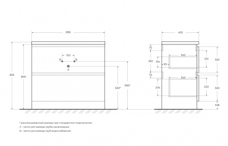 База под раковину напольная BelBagno ALBANO-900-2C-PIA-PS