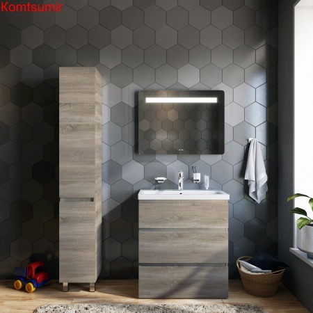 M91FSX0752OF GEM S, База под раковину, напольная, 75 см, 3 ящика, светлый дуб