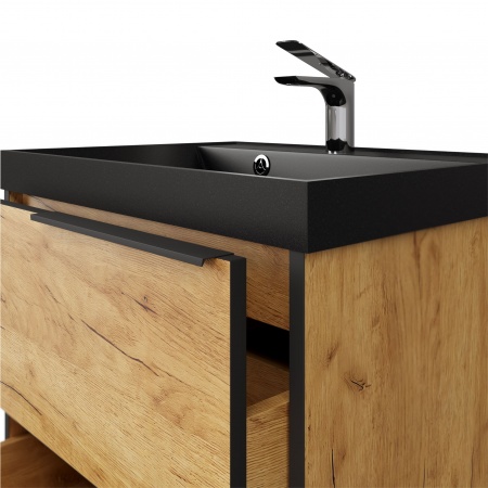 Тумба Fostero 60 подвесная Дуб Крафт золотой с раковиной