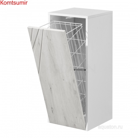 Шкафчик AQUATON Сакура подвесной, с корзиной для белья, светлое дерево (1A220703SKW80)