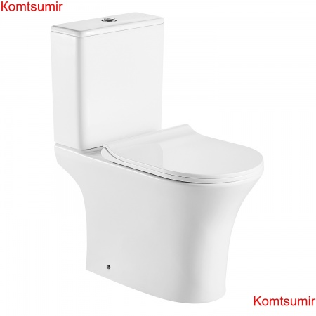 Унитаз-компакт Azario FRETTA ROUND N 340х650х770 напольный, безободковый, c быстросьемным сиденьем микролифт (AZ-1038A)