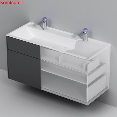 M50AFHX1203GM Inspire V2.0, База под раковину, подвесная, 120 см, 3 ящика, push-to-open, графит мато