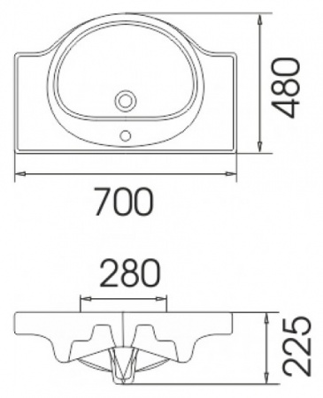 Мебельная раковина Cersanit Erica 70