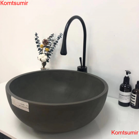 Раковина накладная из бетона темно-серая (420х420х150) RB004-DG