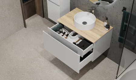 Тумба Cossety 80 подвесная, Белый/Дуб Мавелла голд