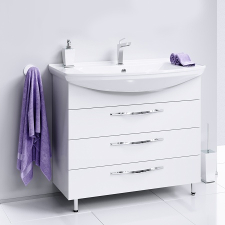 Тумба с раковиной Aqwella Allegro 105 с 3 ящиками