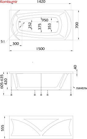 Акриловая ванна 1Marka Ванна ELEGANCE 150x70