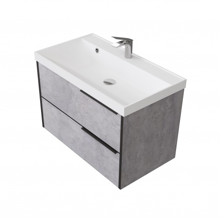 Тумба Fostero 80 подвесная Цемент Светлый с раковиной
