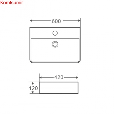 Раковина Azario, 600*420*120 мм., накладная, белая (AZ-2173)
