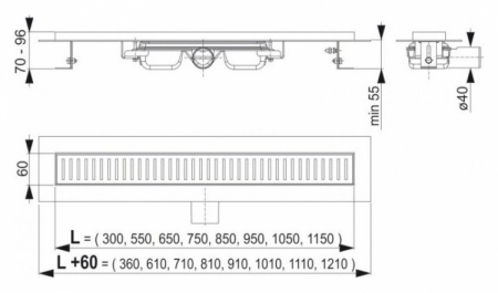 Душевой лоток AlcaPlast APZ101 750 с опорами серый, хром, выпуск боковой