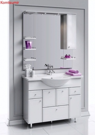 Тумба с раковиной Aqwella Барселона Люкс 105 с бельевой корзиной