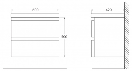 База под раковину подвесная BelBagno ENERGIA-N-600-2C-SO-BL Bianco Lucido