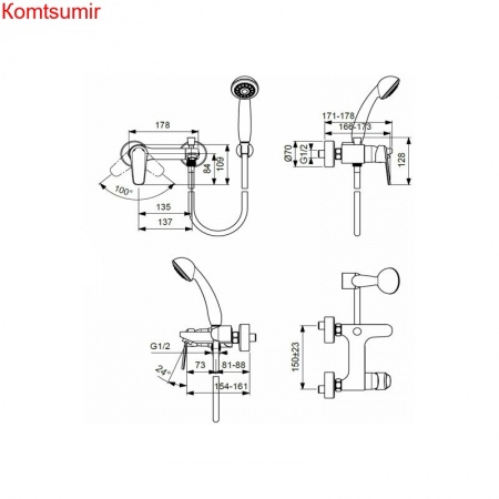 BA267AA VIDIMA BALANCE Настенный смеситель для ванны/душа BA267AA VIDIMA BALANCE Настенный смеситель для ванны/душа