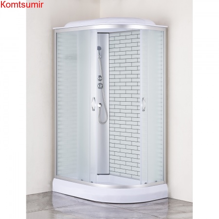 Душевая кабина Loranto 120х80х215 левосторонняя, поддон 13см, белый кирпичный узор, матовое стекло 4мм, профиль хром (CS6612013LFW120)