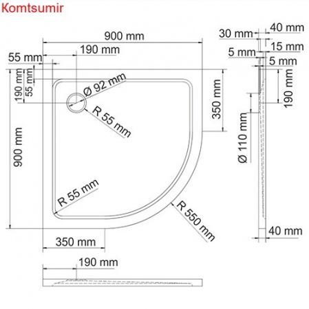 WasserKRAFT Berkel 48T01 Душевой поддон