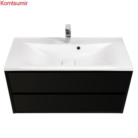 Тумба под раковину AQUATON Римини 100 подвесная, черный глянец (1A234601RN950)