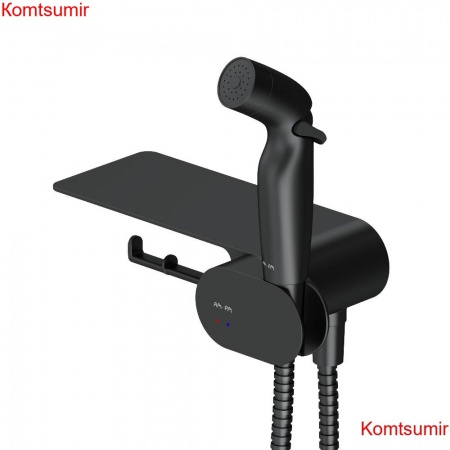 AM.PM F0202622 Like, гигиенический набор со смесителем для душа с полкой, держателем туалетной бумаги, гиг