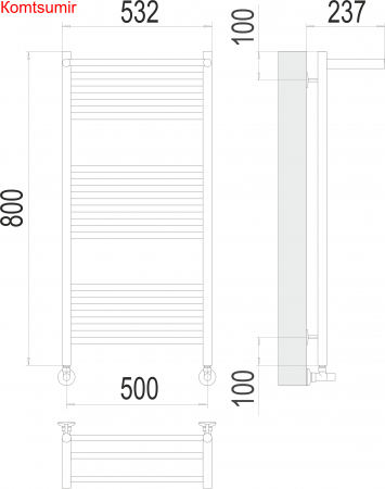 Аврора с/п П16 500х800 Полотенцесушитель  TERMINUS Аврора с/п П16 500х800 Полотенцесушитель  TERMINUS