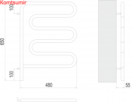 Электро 25 Ш-обр 450х570 поворотный Полотенцесушитель  TERMINUS