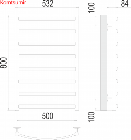 Атланта+ П8 500х800 Полотенцесушитель  TERMINUS