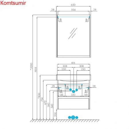 Тумба под раковину AQUATON Нортон 80 подвесная, белая (1A248901NT010)