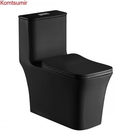 Унитаз-моноблок AZARIO GRESSA 705х370х760 напольный безободковый в комплекте с сиденьем дюропласт микролифт, цвет черный матовый (AZ-1111MB)