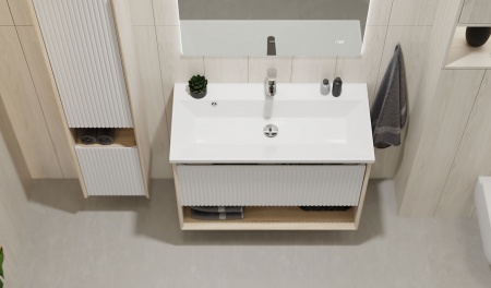 Тумба Tossony 90 подвесная Сонома светлая/Белый