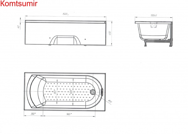 Акриловая ванна 1Marka Ванна Poseidon Lily 150x70