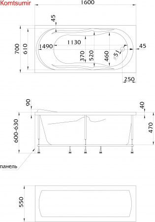 Акриловая ванна 1Marka Vita 160x70