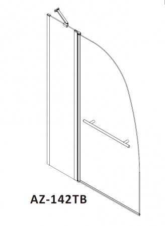 Душевая шторка на ванну Azario BOSTON (70+30)*140, с поручнем, хром, 6мм прозрачное стекло