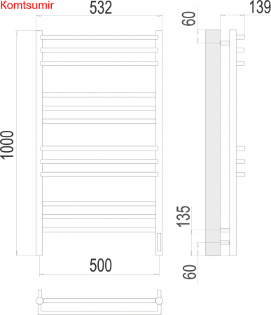 Прато П12 500х1000 электро (sensor quick touch) Полотенцесушитель  TERMINUS
