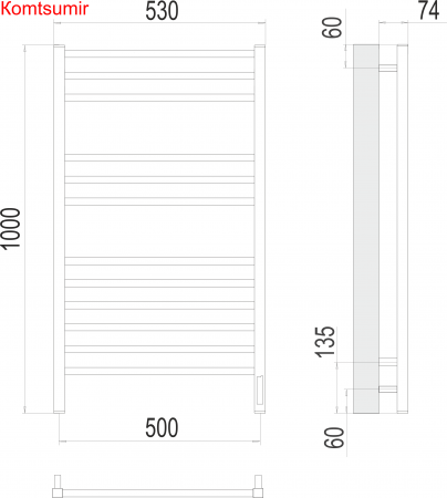 Ватикан П12 500х1000 электро (sensor quick touch) Полотенцесушитель TERMINUS) крашеные