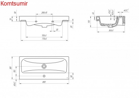 Мебельная раковина Cersanit Moduo Slim 80