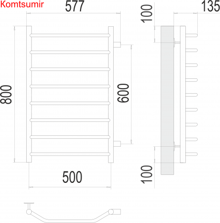 Виктория П8 500х800 бп600 Полотенцесушитель  TERMINUS